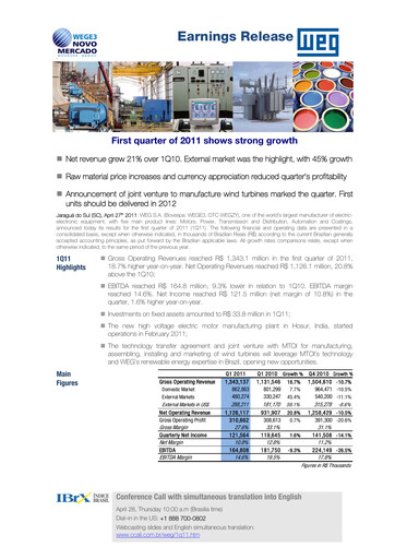 Thumbnail WEG ON Quarterly Report 2011-q1
