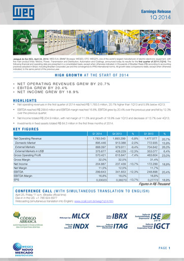 Thumbnail WEG ON Quarterly Report 2014-q1