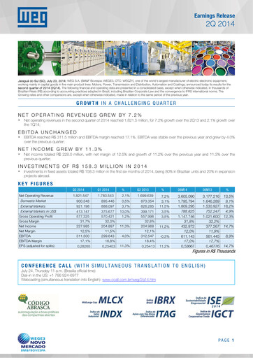 Thumbnail WEG ON Quarterly Report 2014-q2