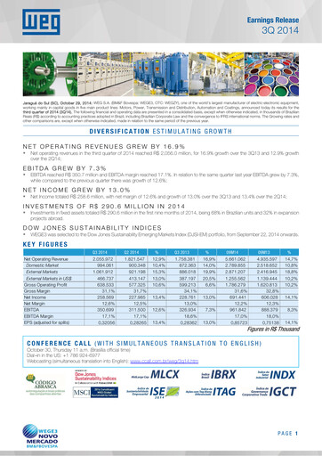 Thumbnail WEG ON Quarterly Report 2014-q3