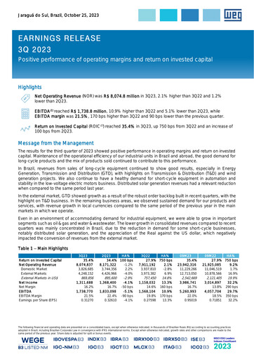 Thumbnail WEG ON Quarterly Report 2023-q3