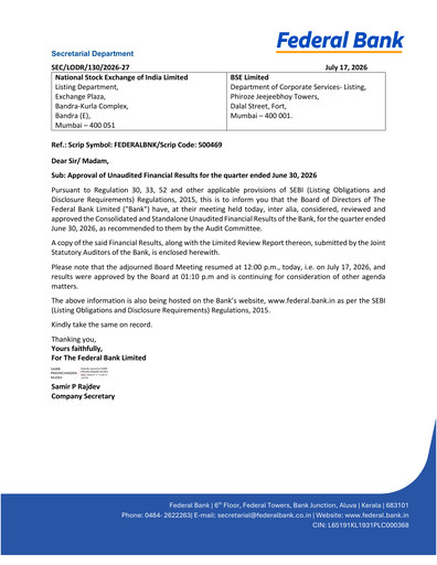 Thumbnail Federal Bank Quarterly Report 2026-q1