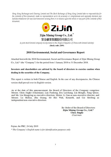 Miniature Zijin Mining Rapport ESG 2018