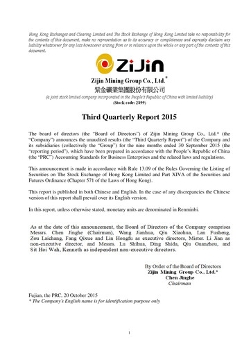 Thumbnail Zijin Mining Quarterly Report 2015-q3