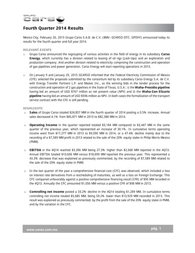Thumbnail Grupo Carso Financial Statement 2014
