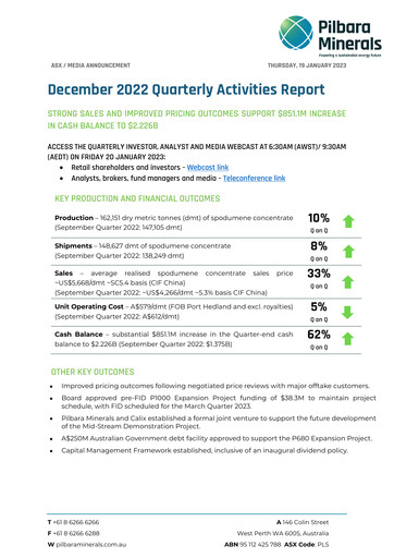 Thumbnail Pilbara Minerals Quarterly Report 2023-q2