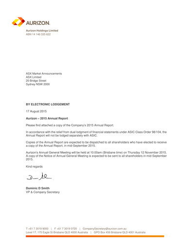 Thumbnail Aurizon Holdings Annual Report 2014-2015