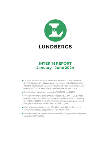 Thumbnail Lundbergföretagen Half-year Report 2024-h1