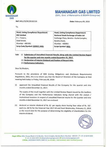 Thumbnail Mahanagar Gas Quarterly Report 2017-q3