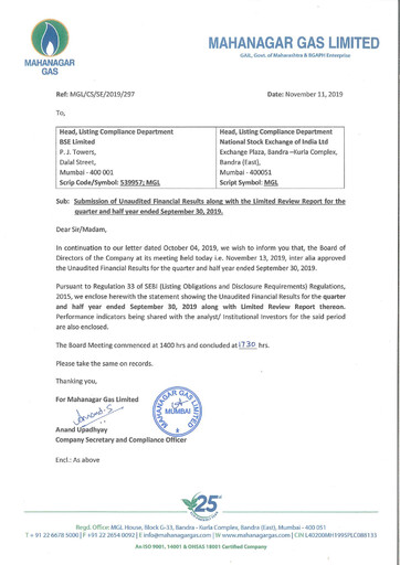 Thumbnail Mahanagar Gas Quarterly Report 2019-q2