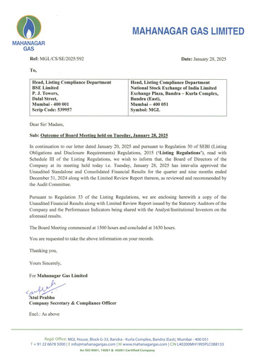 Thumbnail Mahanagar Gas Quarterly Report 2024-q3