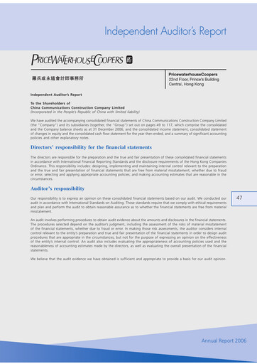 Thumbnail China Communications Construction Financial Statement 2006