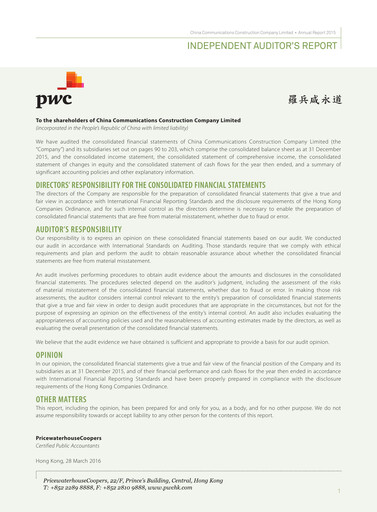 Thumbnail China Communications Construction Financial Statement 2015