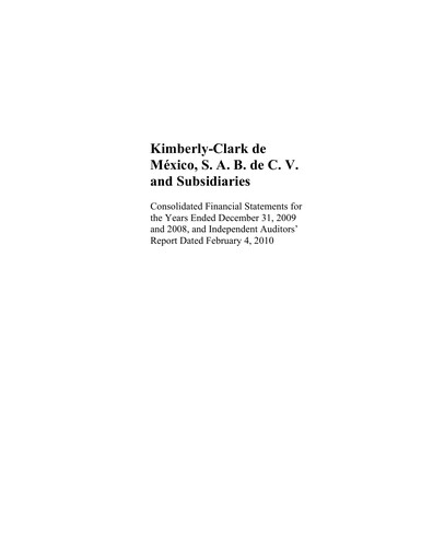 Thumbnail Kimberly-Clark de México Financial Statement 2009