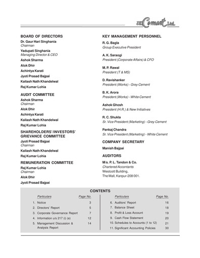 Thumbnail JK Cement

 Annual Report 2005-2006
