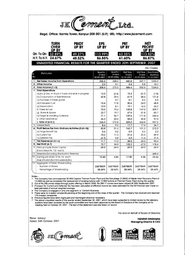 Vorschaubild JK Cement

 Quartalsbericht 2007-q2