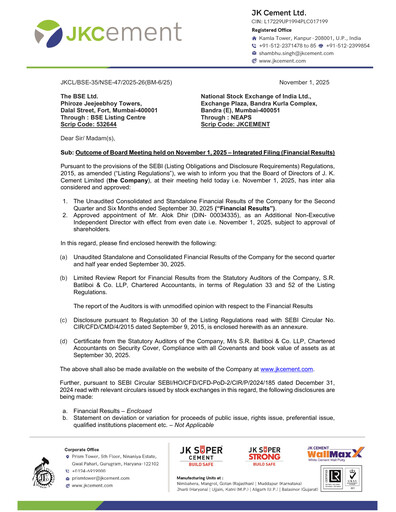 Vorschaubild JK Cement

 Quartalsbericht 2025-q2