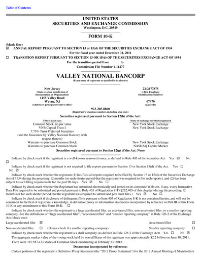 Thumbnail Valley Bank Annual Report 2011