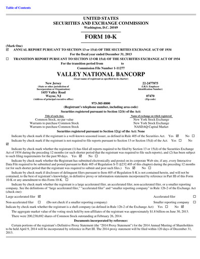 Thumbnail Valley Bank Annual Report 2013