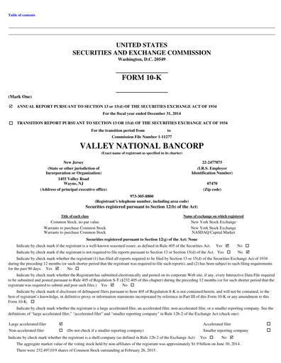 Thumbnail Valley Bank Annual Report 2014