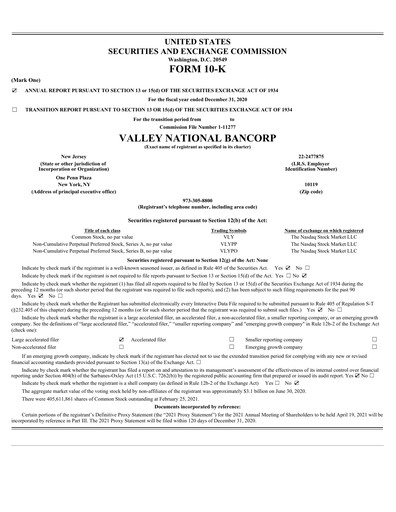 Thumbnail Valley Bank Annual Report 2020