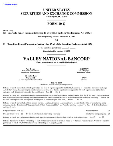Vorschaubild Valley Bank Quartalsbericht 2012-q2