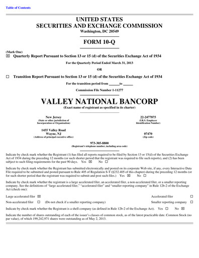 Vorschaubild Valley Bank Quartalsbericht 2013-q1