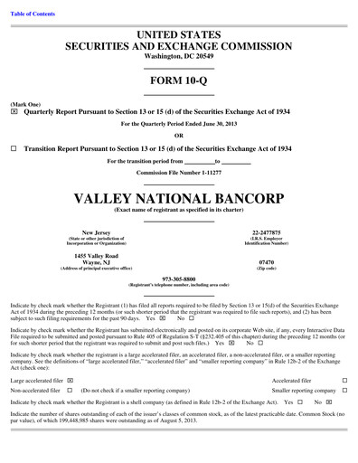 Vorschaubild Valley Bank Quartalsbericht 2013-q2