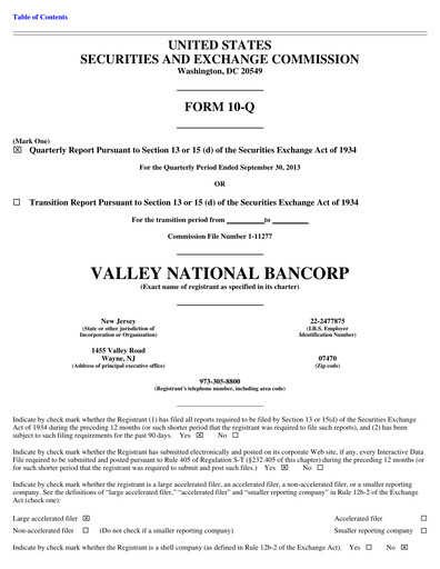 Vorschaubild Valley Bank Quartalsbericht 2013-q3