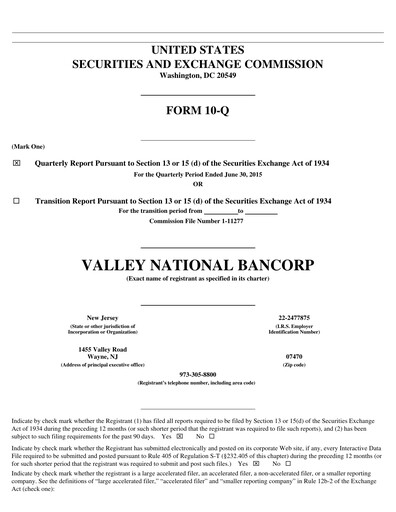 Vorschaubild Valley Bank Quartalsbericht 2015-q2