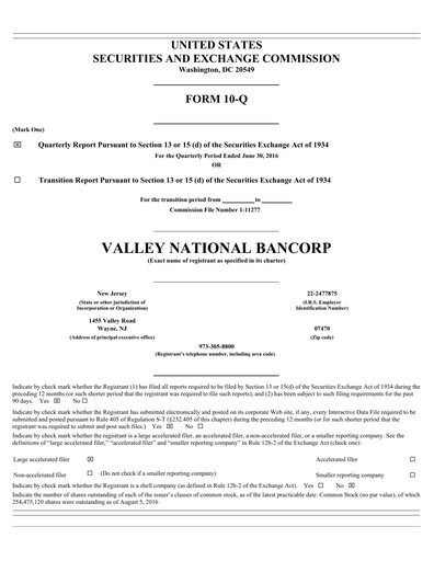 Vorschaubild Valley Bank Quartalsbericht 2016-q2