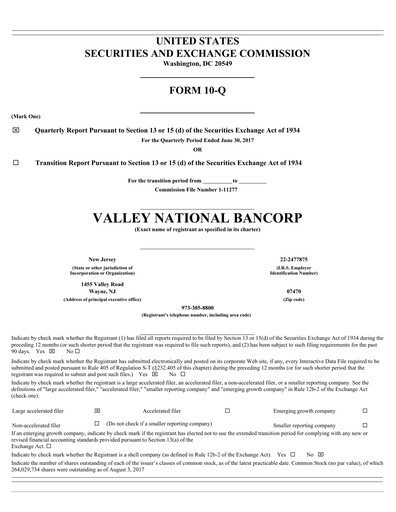 Vorschaubild Valley Bank Quartalsbericht 2017-q2