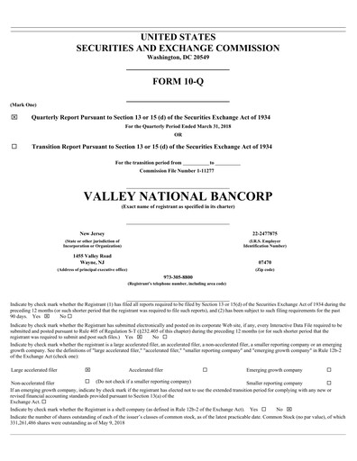 Vorschaubild Valley Bank Quartalsbericht 2018-q1