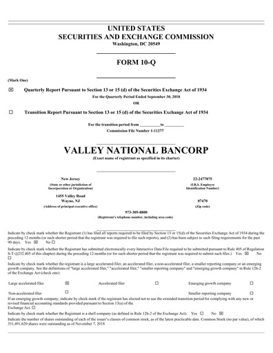 Vorschaubild Valley Bank Quartalsbericht 2018-q3