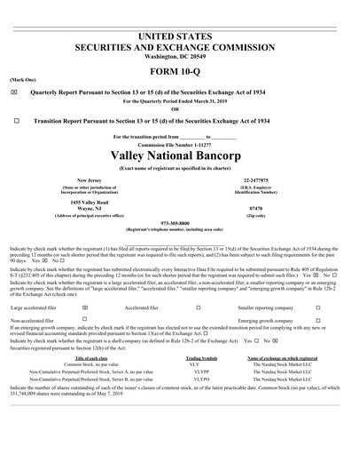 Vorschaubild Valley Bank Quartalsbericht 2019-q1
