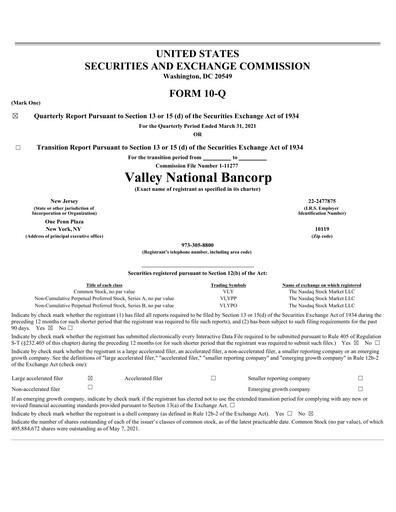Vorschaubild Valley Bank Quartalsbericht 2021-q1