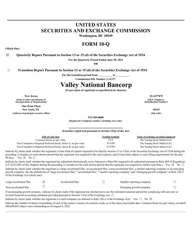 Vorschaubild Valley Bank Quartalsbericht 2021-q2