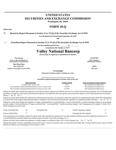 Vorschaubild Valley Bank Quartalsbericht 2021-q3