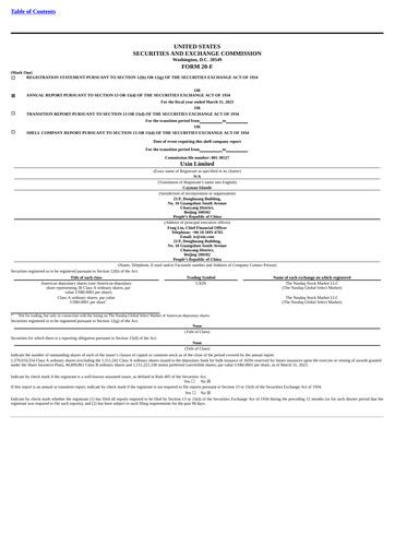 Thumbnail Uxin Limited Annual Report 2023
