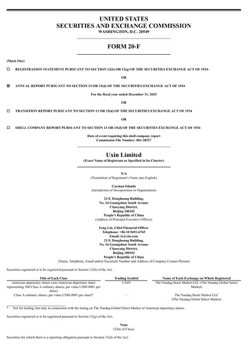 Thumbnail Uxin Limited Annual Report 2025