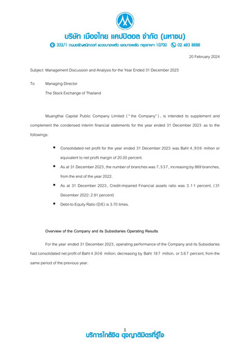 Thumbnail Muangthai Capital Financial Report 2023