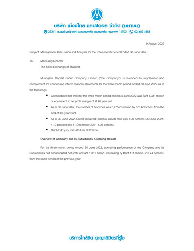 Thumbnail Muangthai Capital Quarterly Report 2022-q2