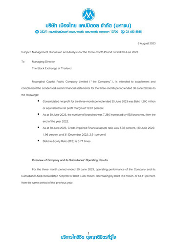 Thumbnail Muangthai Capital Quarterly Report 2023-q2