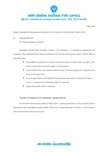 Thumbnail Muangthai Capital Quarterly Report 2024-q1
