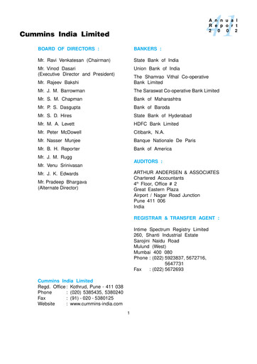 Thumbnail Cummins India Annual Report 2001-2002