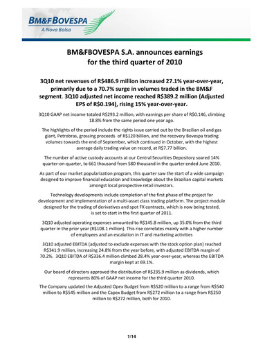 Thumbnail B3 Quarterly Report 2010-q3