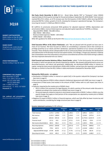 Thumbnail B3 Quarterly Report 2018-q3