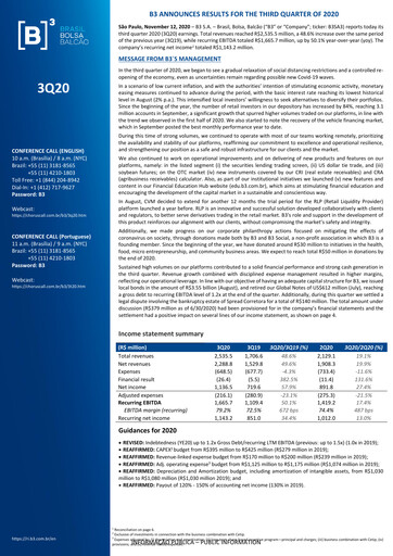 Thumbnail B3 Quarterly Report 2020-q3