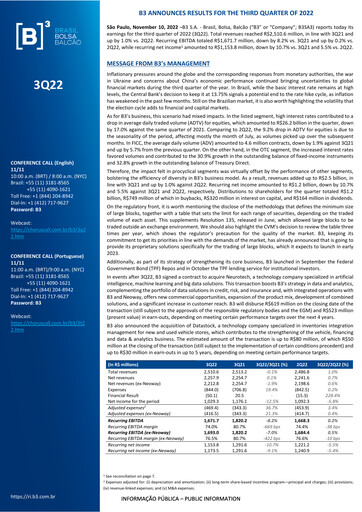 Thumbnail B3 Quarterly Report 2022-q3
