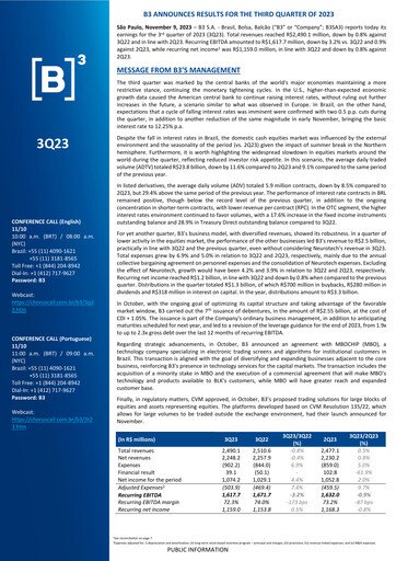 Thumbnail B3 Quarterly Report 2023-q3